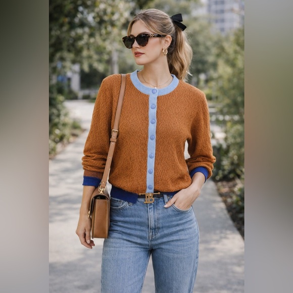 Zara Brown and Blue Cardigan. Size M. - Picture 1 of 2